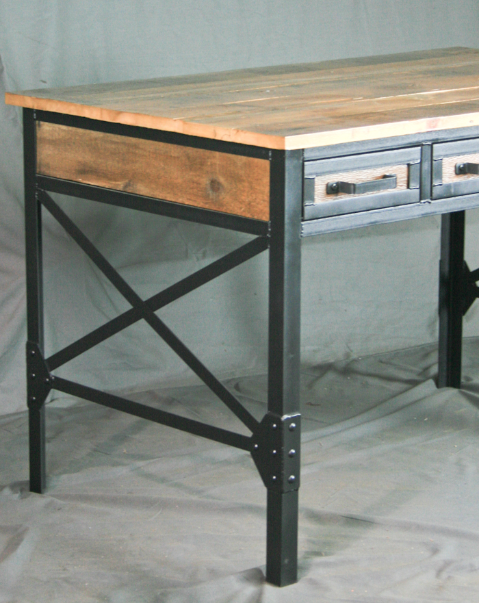 Vintage Style Industrial Desk With Drawers Combine 9