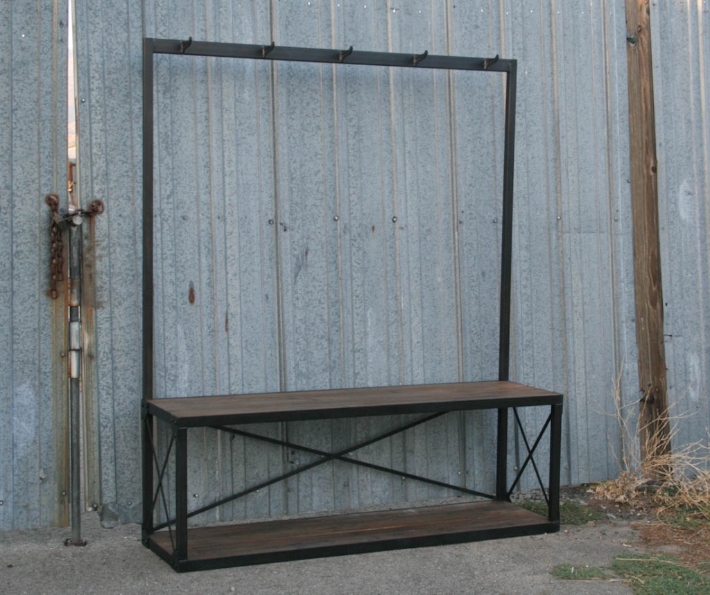 Industrial Coat Rack with Bench Combine 9 Industrial Furniture