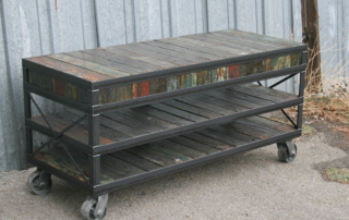Reclaimed barge wood tv stand