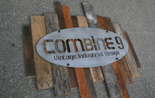 reclaimed wood and steel sign