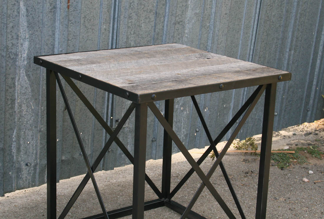Combine 9 Industrial Furniture Reclaimed Wood End Table. Industrial Side Table.