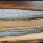 mesh and live edge wood head board