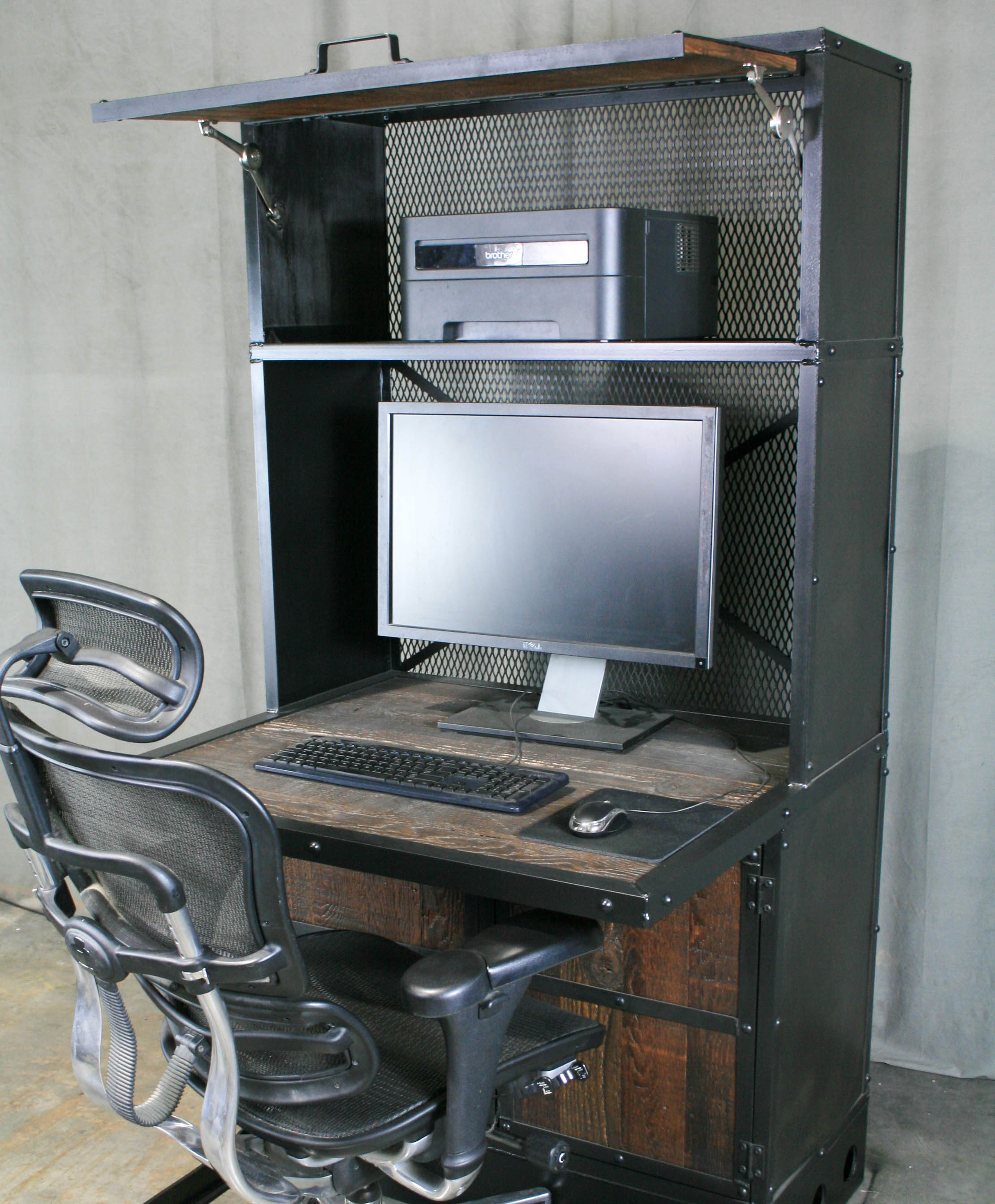 schijf premier zacht Vintage Industrial Workstation, Rustic Computer Desk, Office Desk with  Hutch, Reclaimed Wood Desk – Combine 9 | Industrial Furniture