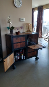Reclaimed wood liquor cabinet