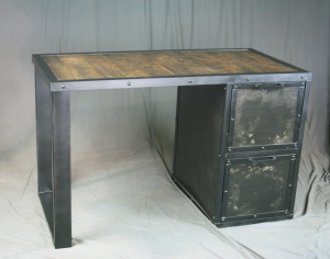 industrial desk with filing cabinet