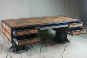 Reclaimed wood desk with drawers