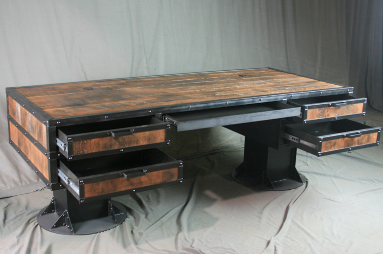 rustic industrial desk with reclaimed wood Combine 9 Industrial