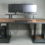 Reclaimed Wood Desk with monitor Riser