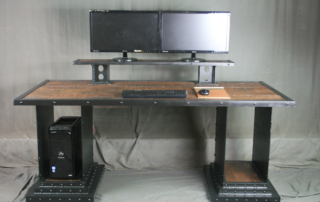 Reclaimed Wood Desk with monitor Riser