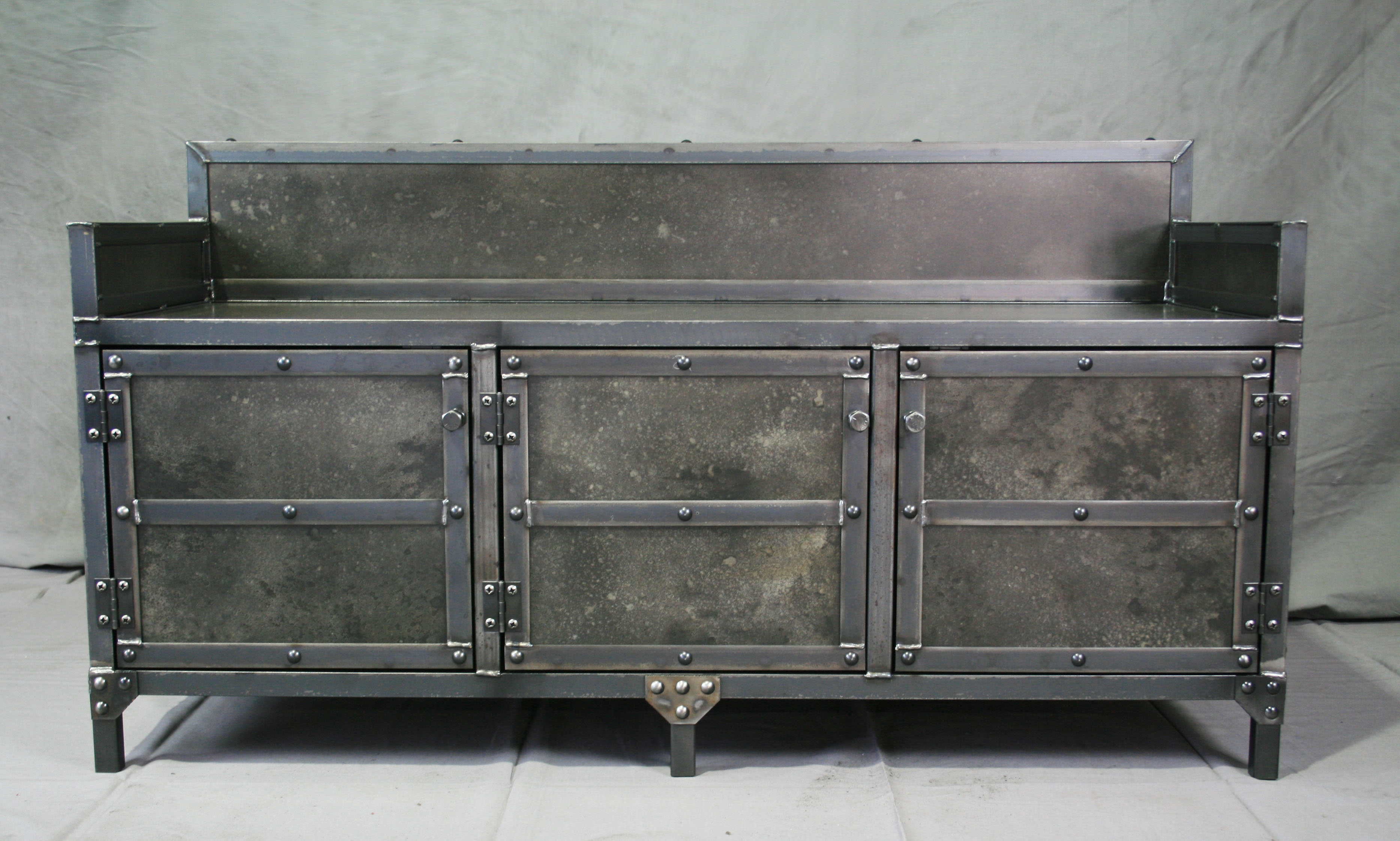 Industrial bench with cabinet