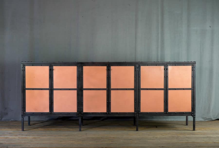 Industrial Copper Credenza, Modern Copper Buffet Combine 9