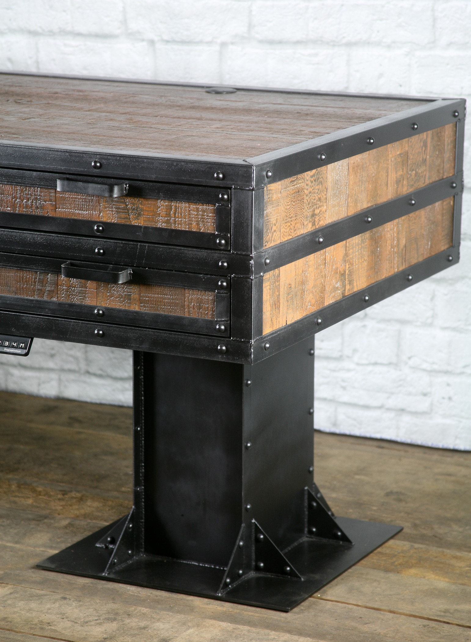 Industrial Sit Stand Desk Reclaimed Wood Sit To Stand Desk