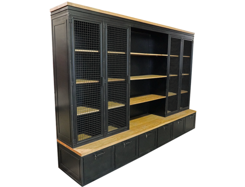 Vintage Industrial Storage with Seating. Modern Country Club Lockers. Mud Room Locker. Bench with File Drawers.
